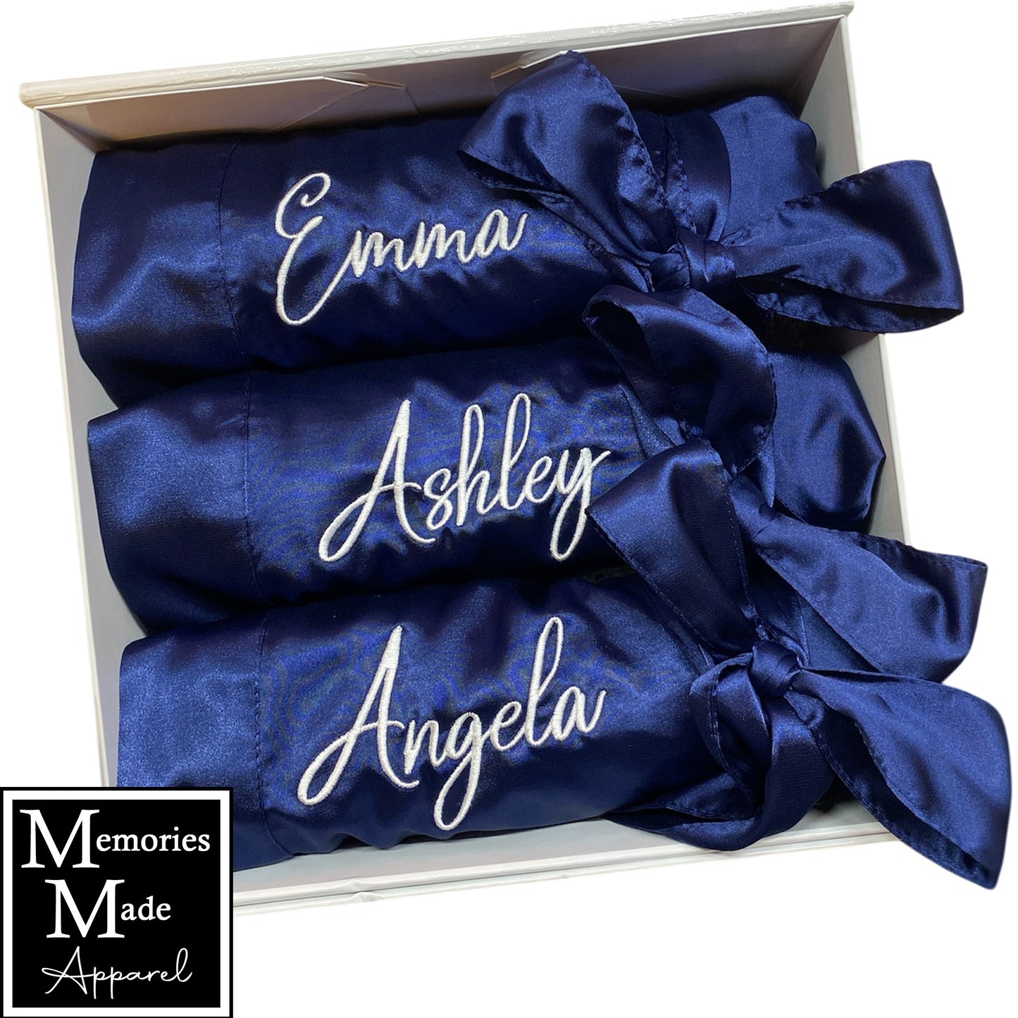 Navy Blue Satin Robe