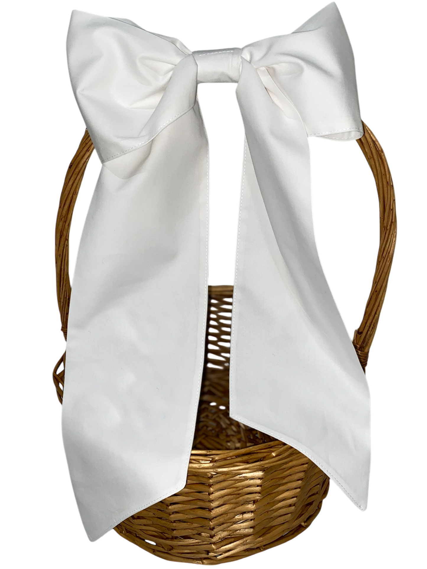 Easter bow that is white in color. The background of the picture is white.